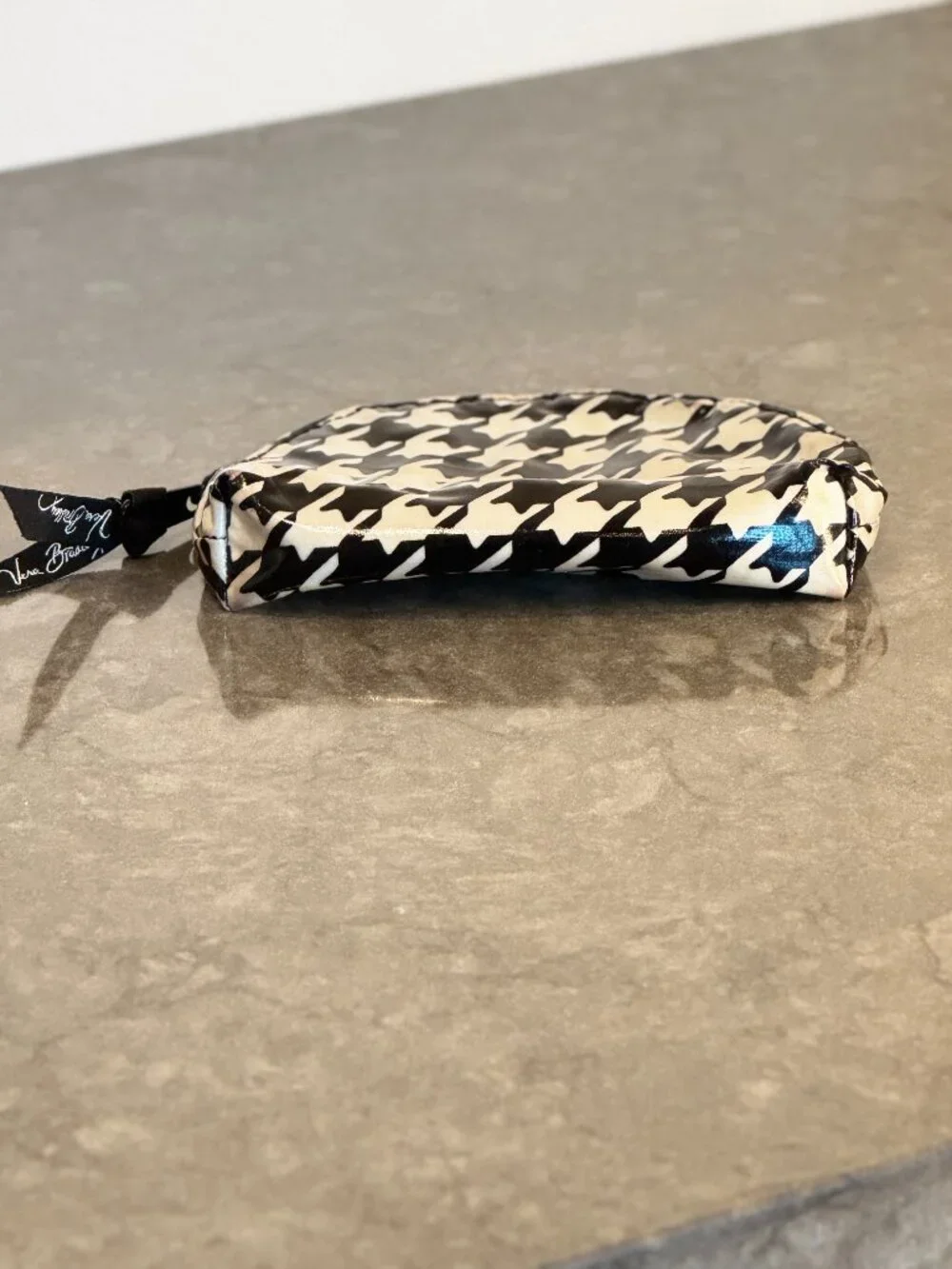 Vera Bradley Midnight Houndstooth Retired Small Cosmetic Bag Makeup Pouch EUC
